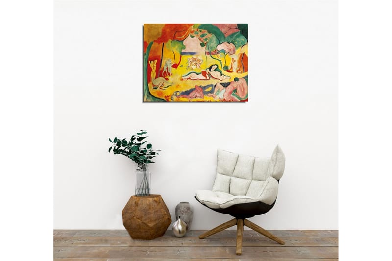 Canvastavla - Färgglad skildring av nakna figurer i en naturscen - Gul / Röd / Grön - Inredning & dekor - Tavlor & konst - Canvastavla
