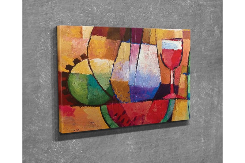 Canvastavla - Färgglad stillhet med glas och frukter - Grön / Röd / Lila - Inredning & dekor - Tavlor & konst - Canvastavla