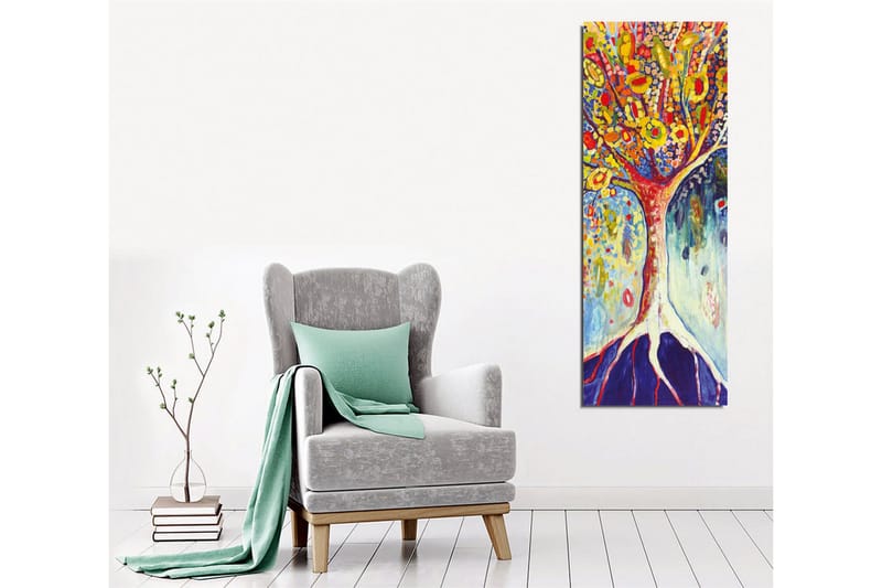 Canvastavla - Färgglad trädkonst med blomstrande grenar - Gul / Röd / Blå - Inredning & dekor - Tavlor & konst - Canvastavla