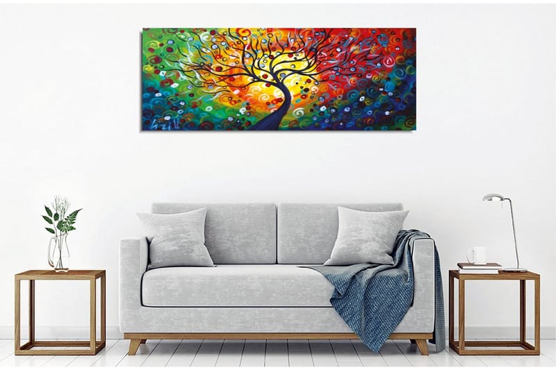 Canvastavla - Färgglad trädkonstellation med spiraler och cirklar - Röd / Grön / Blå - Inredning & dekor - Tavlor & konst - Canvastavla