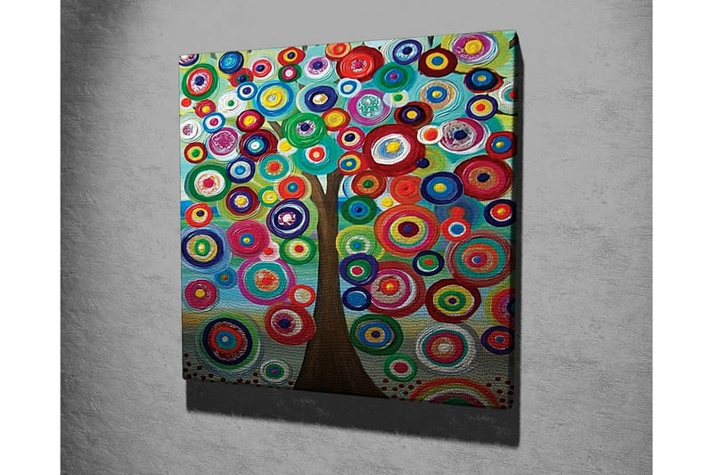 Canvastavla - Färgglad trädkrona med cirkulära former - Grön / Röd / Blå - Inredning & dekor - Tavlor & konst - Canvastavla