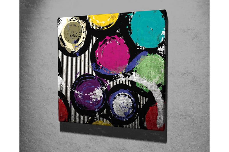 Canvastavla - Färgglada cirklar i en dynamisk komposition - Turkos / Lila / Gul - Inredning & dekor - Tavlor & konst - Canvastavla