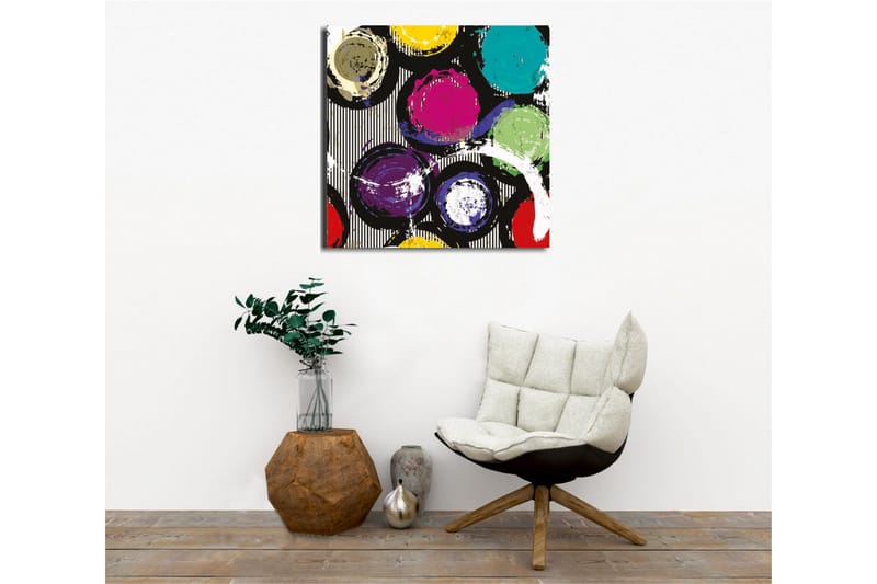 Canvastavla - Färgglada cirklar i en dynamisk komposition - Turkos / Lila / Gul - Inredning & dekor - Tavlor & konst - Canvastavla