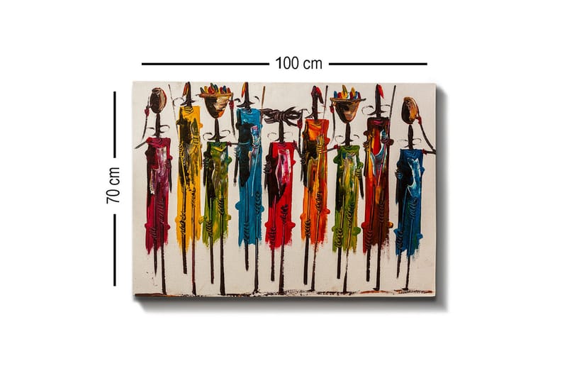 Canvastavla - Färgglada figurer med traditionella kläder och föremål - Röd / Grön / Gul - Inredning & dekor - Tavlor & konst - Canvastavla