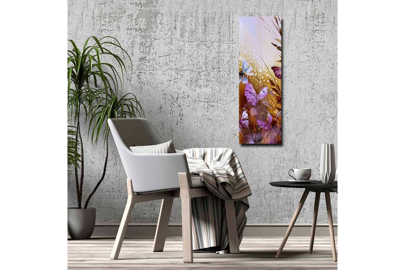 Canvastavla - Färgglada fjärilar i en abstrakt naturmiljö - Lila / Guld / Blå - Inredning & dekor - Tavlor & konst - Canvastavla