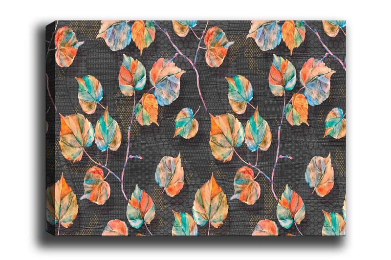 Canvastavla - Färgglada löv i en harmonisk komposition - Grön / Orange / Blå - Inredning & dekor - Tavlor & konst - Canvastavla