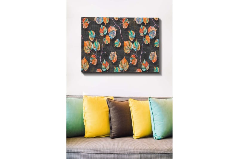 Canvastavla - Färgglada löv i en harmonisk komposition - Grön / Orange / Blå - Inredning & dekor - Tavlor & konst - Canvastavla