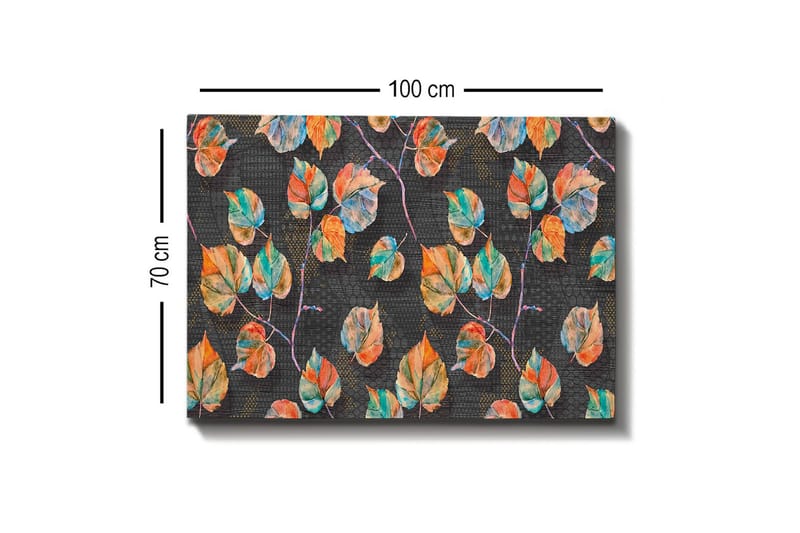 Canvastavla - Färgglada löv i en harmonisk komposition - Grön / Orange / Blå - Inredning & dekor - Tavlor & konst - Canvastavla