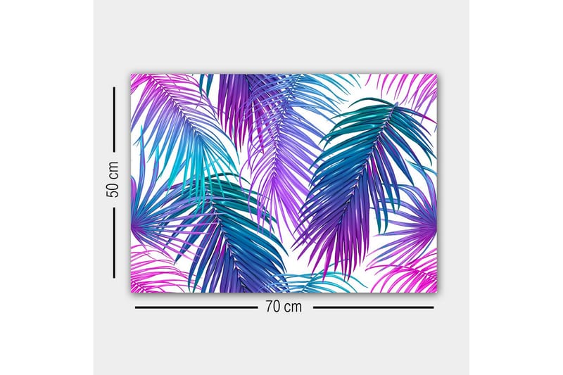 Canvastavla - Färgglada palmblad i en livlig komposition - Lila / Turkos / Blå - Inredning & dekor - Tavlor & konst - Canvastavla