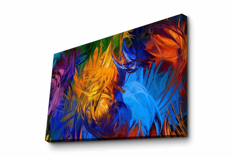 Canvastavla - Färgrik abstrakt komposition med svajande former, Blå / Orange / Grön