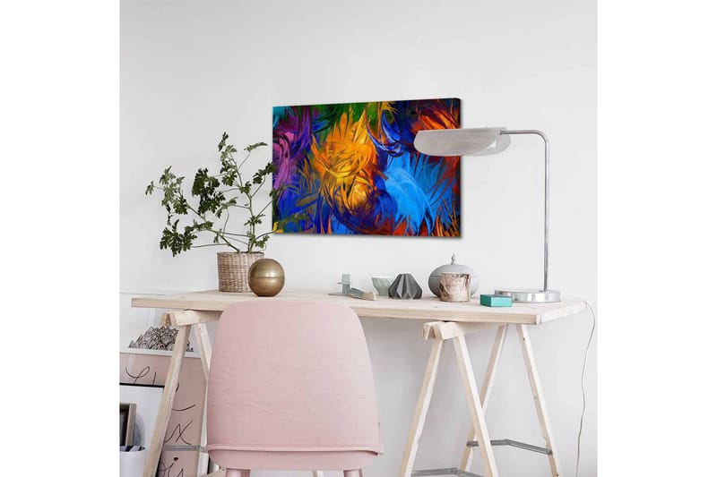 Canvastavla - Färgrik abstrakt komposition med svajande former - Blå / Orange / Grön - Inredning & dekor - Tavlor & konst - Canvastavla