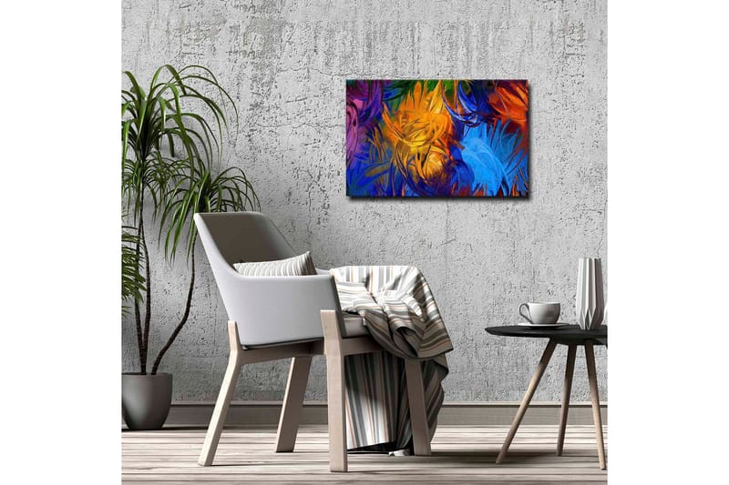 Canvastavla - Färgrik abstrakt komposition med svajande former - Blå / Orange / Grön - Inredning & dekor - Tavlor & konst - Canvastavla