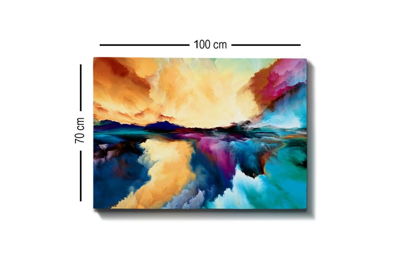 Canvastavla - Färgrik abstrakt landskapskomposition med himmel och vattenreflektioner - Orange / Blå / Lila - Inredning & dekor - Tavlor & konst - Canvastavla