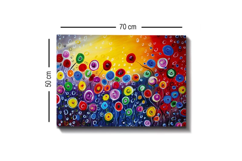 Canvastavla - Färgrik blomsteräng med spirande blommor - Röd / Grön / Blå - Inredning & dekor - Tavlor & konst - Canvastavla