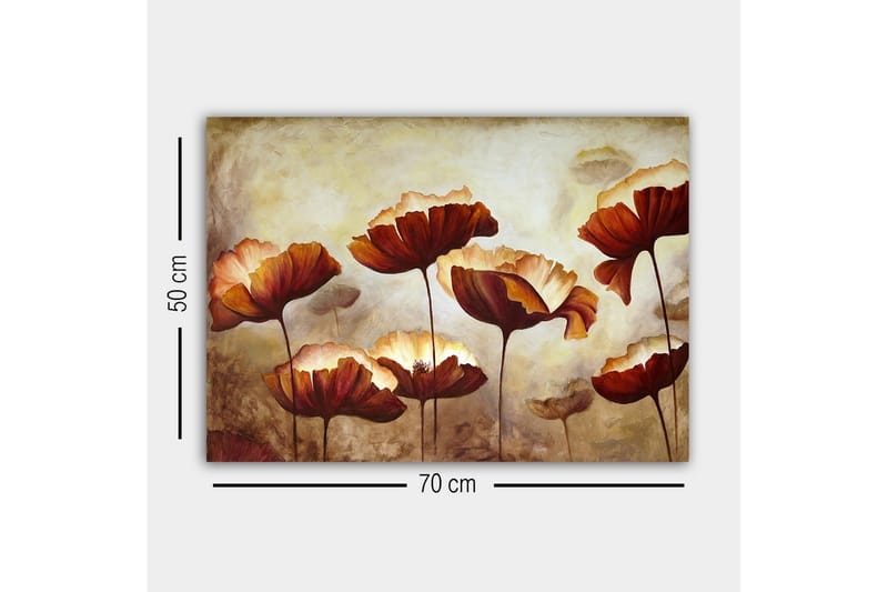 Canvastavla - Färgrik blomsteräng med stora, öppna blommor - Mörkröd / Orange / Beige - Inredning & dekor - Tavlor & konst - Canvastavla