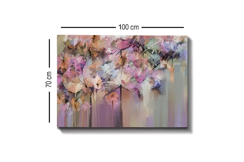 Canvastavla - Färgrik blomsterkomposition med abstrakta former - Lila / Rosa / Beige - Inredning & dekor - Tavlor & konst - Canvastavla