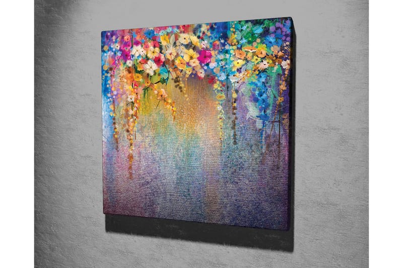 Canvastavla - Färgrik blomsterkomposition med hängande blommor - Lila / Grön / Rosa - Inredning & dekor - Tavlor & konst - Canvastavla