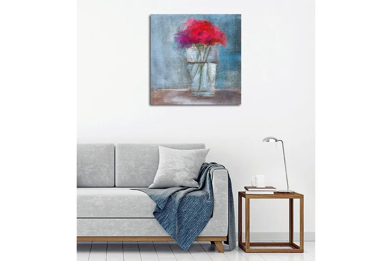 Canvastavla - Färgrik bukett av blommor i en glasvas - Röd / Blå / Grön - Inredning & dekor - Tavlor & konst - Canvastavla