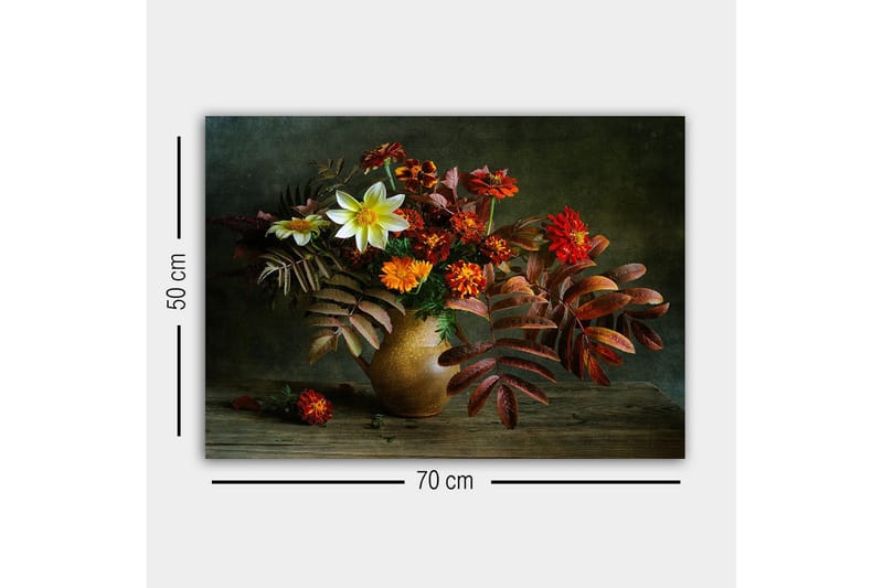 Canvastavla - Färgrik bukett av blommor i en keramikvas - Röd / Orange / Grön - Inredning & dekor - Tavlor & konst - Canvastavla