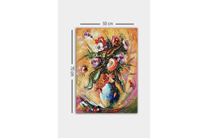 Canvastavla - Färgrik bukett av blommor i en vas - Grön / Rosa / Orange - Inredning & dekor - Tavlor & konst - Canvastavla