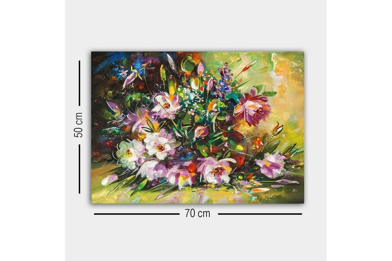 Canvastavla - Färgrik bukett av blommor i livfulla nyanser - Lila / Grön / Gul - Inredning & dekor - Tavlor & konst - Canvastavla