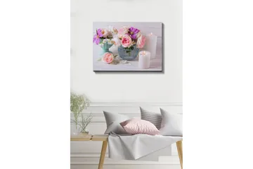 Canvastavla - Färgrik bukett av blommor i olika vaser - Rosa / Lila / Vit - Inredning & dekor - Tavlor & konst - Canvastavla