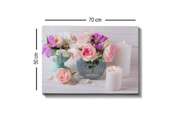 Canvastavla - Färgrik bukett av blommor i olika vaser - Rosa / Lila / Vit - Inredning & dekor - Tavlor & konst - Canvastavla