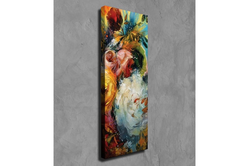 Canvastavla - Färgrik bukett av blommor med inslag av gröna bladverk - Röd / Gul / Vit - Inredning & dekor - Tavlor & konst - Canvastavla