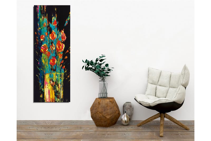 Canvastavla - Färgrik bukett av rosor i en vas - Röd / Grön / Gul - Inredning & dekor - Tavlor & konst - Canvastavla