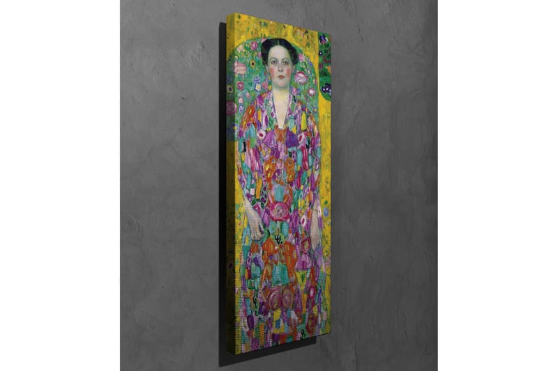 Canvastavla - Färgrik kvinna i blommig klänning omgiven av en grön bakgrund - Gul / Grön / Rosa - Inredning & dekor - Tavlor & konst - Canvastavla