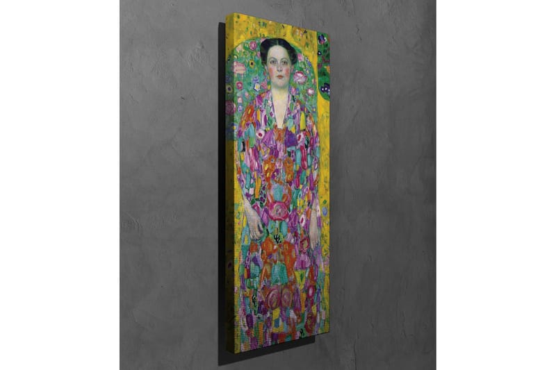 Canvastavla - Färgrik kvinna i blommig klänning omgiven av en grön bakgrund - Gul / Grön / Rosa - Inredning & dekor - Tavlor & konst - Canvastavla