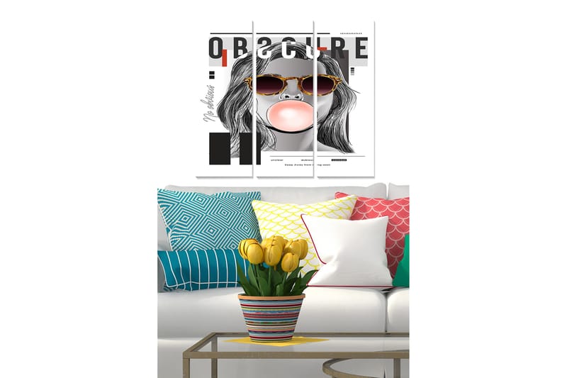 Canvastavla Fashion 3-pack Flerfärgad, 20x50 cm