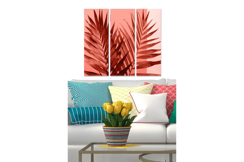 Canvastavla Floral 3-pack Flerfärgad, 20x50 cm