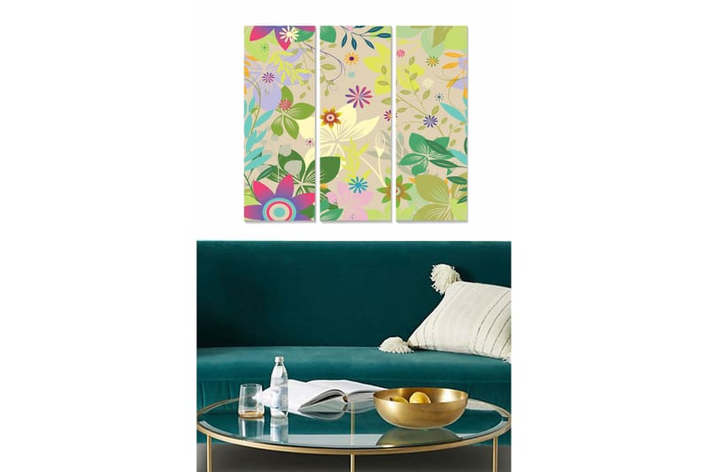 CANVASTAVLA Floral 3-pack Flerfärgad 20x50 cm - Inredning & dekor - Tavlor & konst - Canvastavla