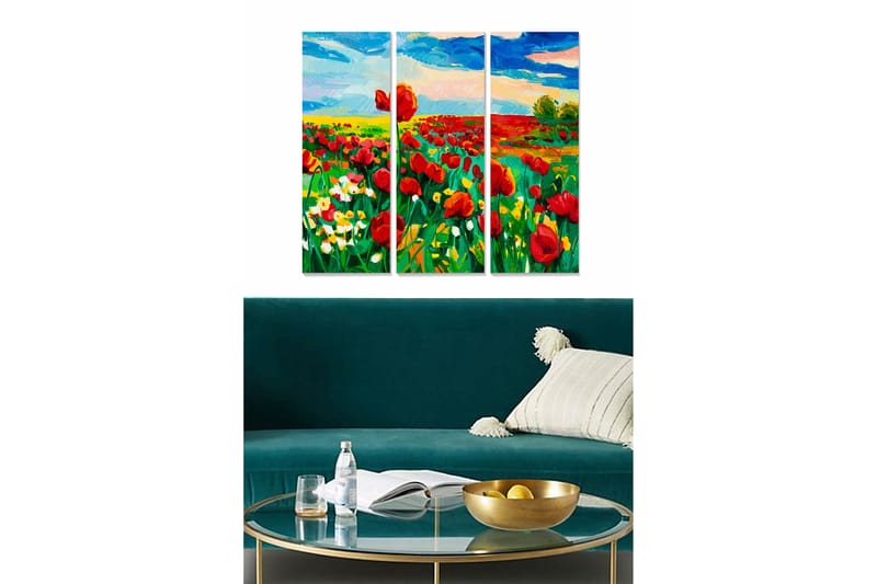 CANVASTAVLA Floral 3-pack Flerfärgad 20x50 cm - Inredning & dekor - Tavlor & konst - Canvastavla