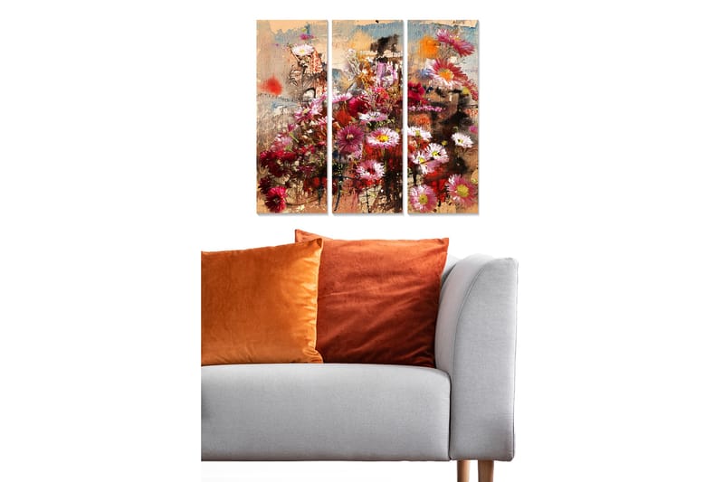 CANVASTAVLA Floral 3-pack Flerfärgad 20x50 cm - Inredning & dekor - Tavlor & konst - Canvastavla
