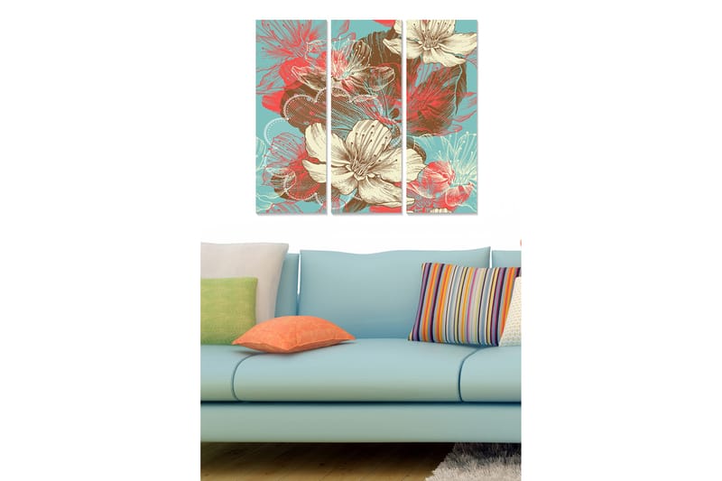CANVASTAVLA Floral 3-pack Flerfärgad 20x50 cm - Inredning & dekor - Tavlor & konst - Canvastavla