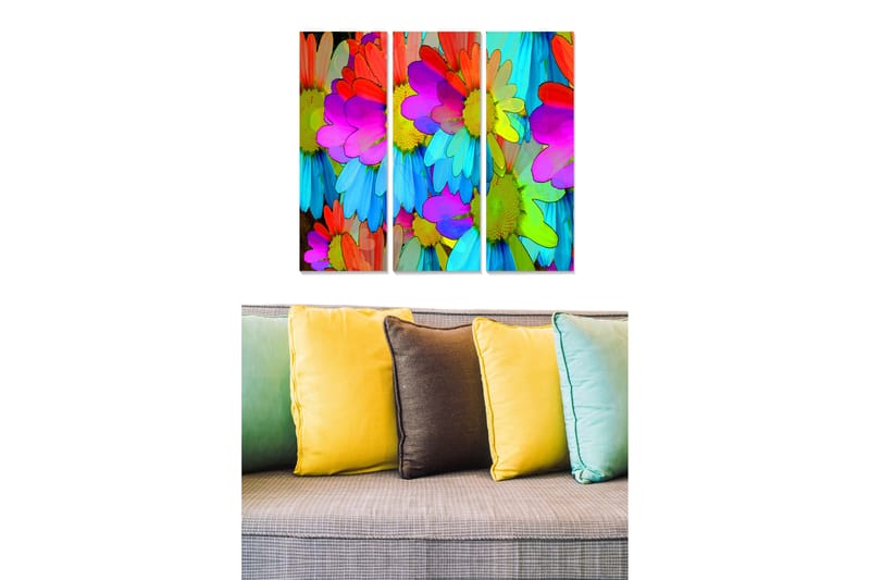 CANVASTAVLA Floral 3-pack Flerfärgad 20x50 cm - Inredning & dekor - Tavlor & konst - Canvastavla