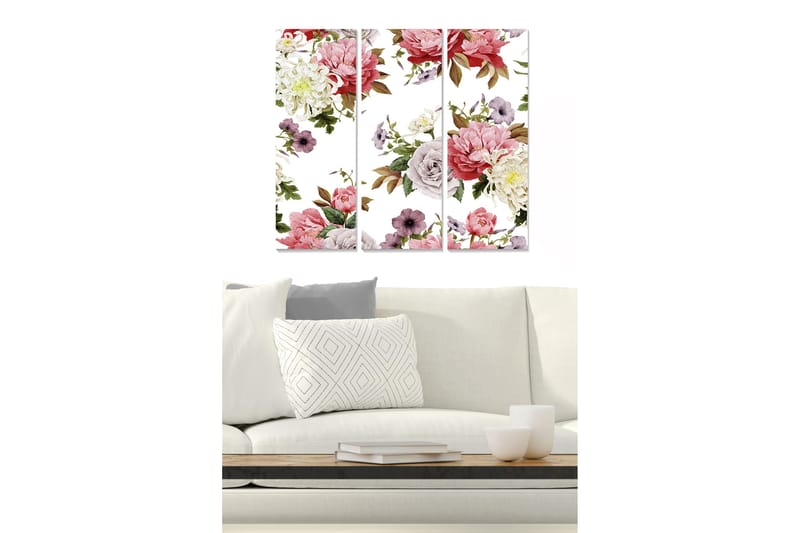 CANVASTAVLA Floral 3-pack Flerfärgad 20x50 cm - Inredning & dekor - Tavlor & konst - Canvastavla