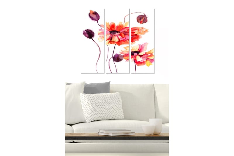 CANVASTAVLA Floral 3-pack Flerfärgad 20x50 cm - Inredning & dekor - Tavlor & konst - Canvastavla