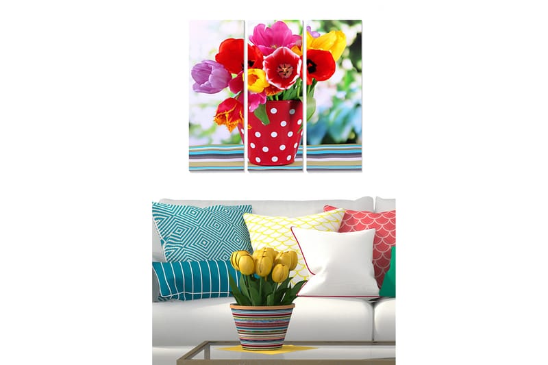 CANVASTAVLA Floral 3-pack Flerfärgad 20x50 cm - Inredning & dekor - Tavlor & konst - Canvastavla