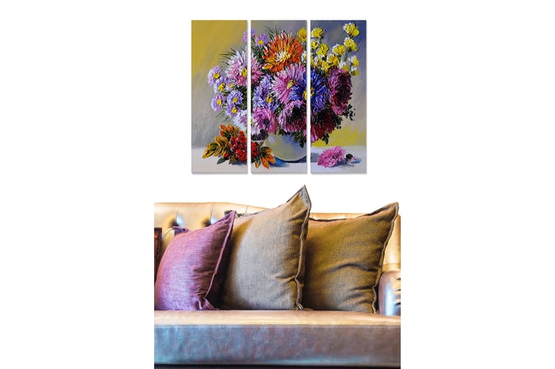 CANVASTAVLA Floral 3-pack Flerfärgad 20x50 cm - Inredning & dekor - Tavlor & konst - Canvastavla