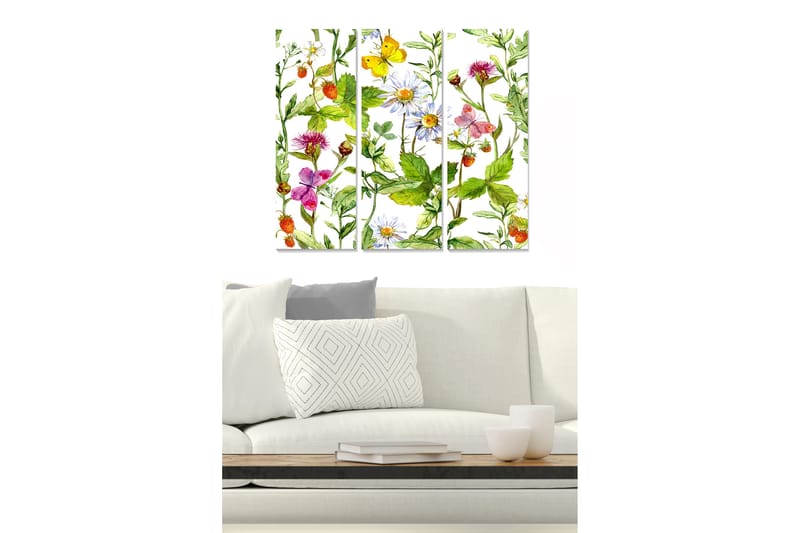 CANVASTAVLA Floral 3-pack Flerfärgad 20x50 cm - Inredning & dekor - Tavlor & konst - Canvastavla