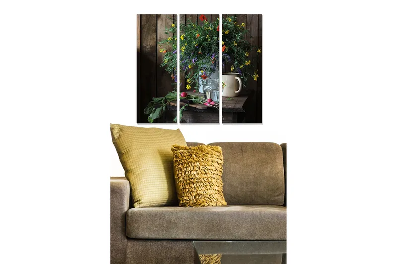 Canvastavla Floral 3-pack Flerfärgad, 20x50 cm