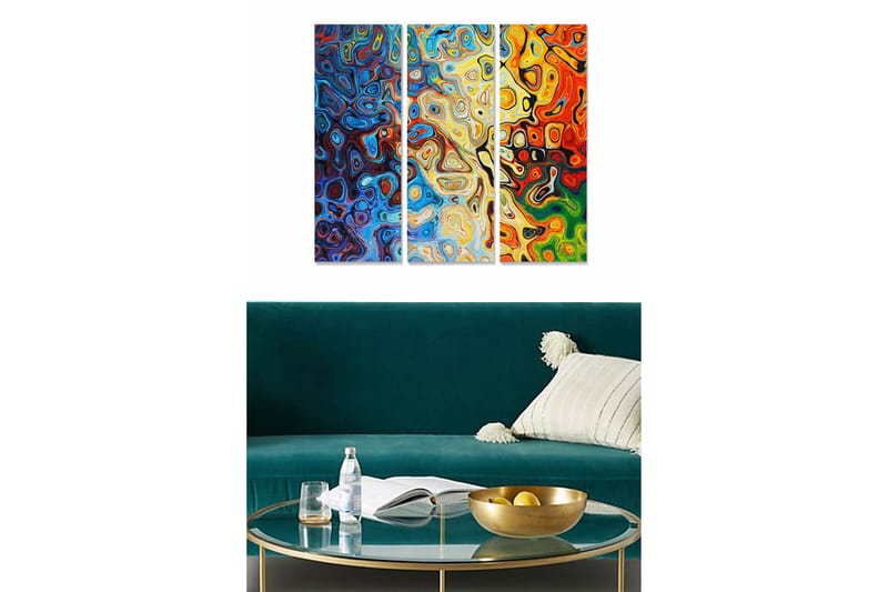 Canvastavla Floral 3-pack Flerfärgad, 20x50 cm