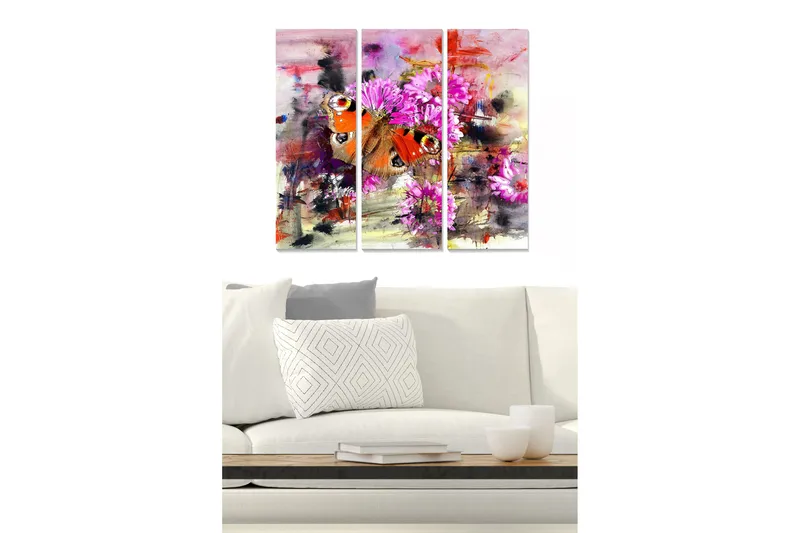 Canvastavla Floral 3-pack Flerfärgad, 20x50 cm