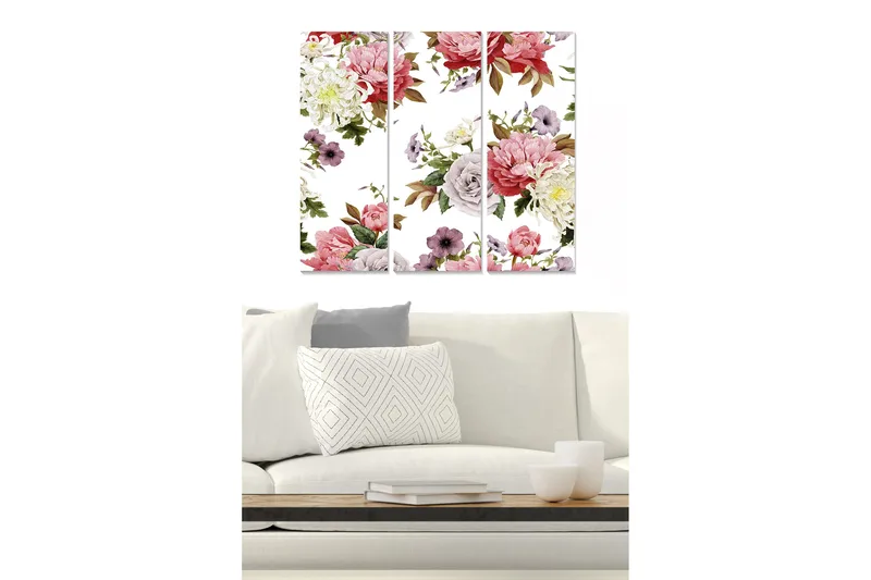Canvastavla Floral 3-pack Flerfärgad, 20x50 cm