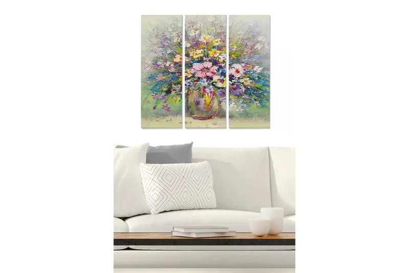 Canvastavla Floral 3-pack Flerfärgad, 20x50 cm