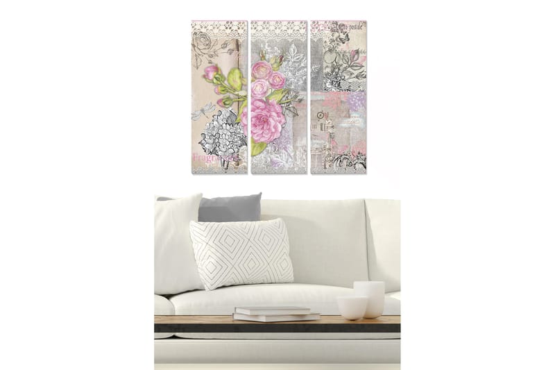 Canvastavla Floral 3-pack Flerfärgad - 20x50 cm - Inredning & dekor - Tavlor & konst - Canvastavla