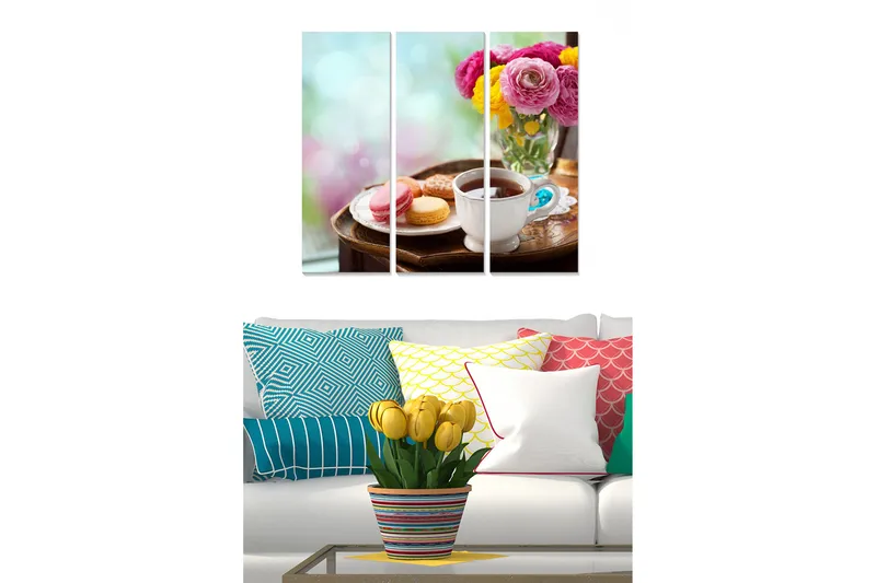 Canvastavla Floral 3-pack Flerfärgad, 20x50 cm